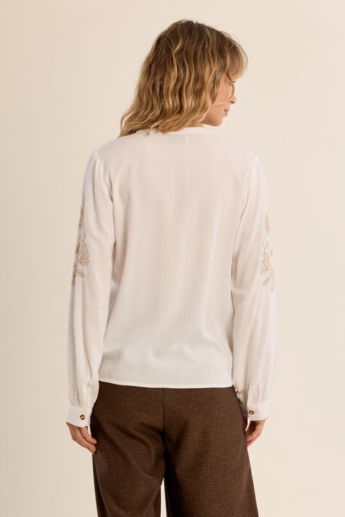 Chemise brodée col Mao