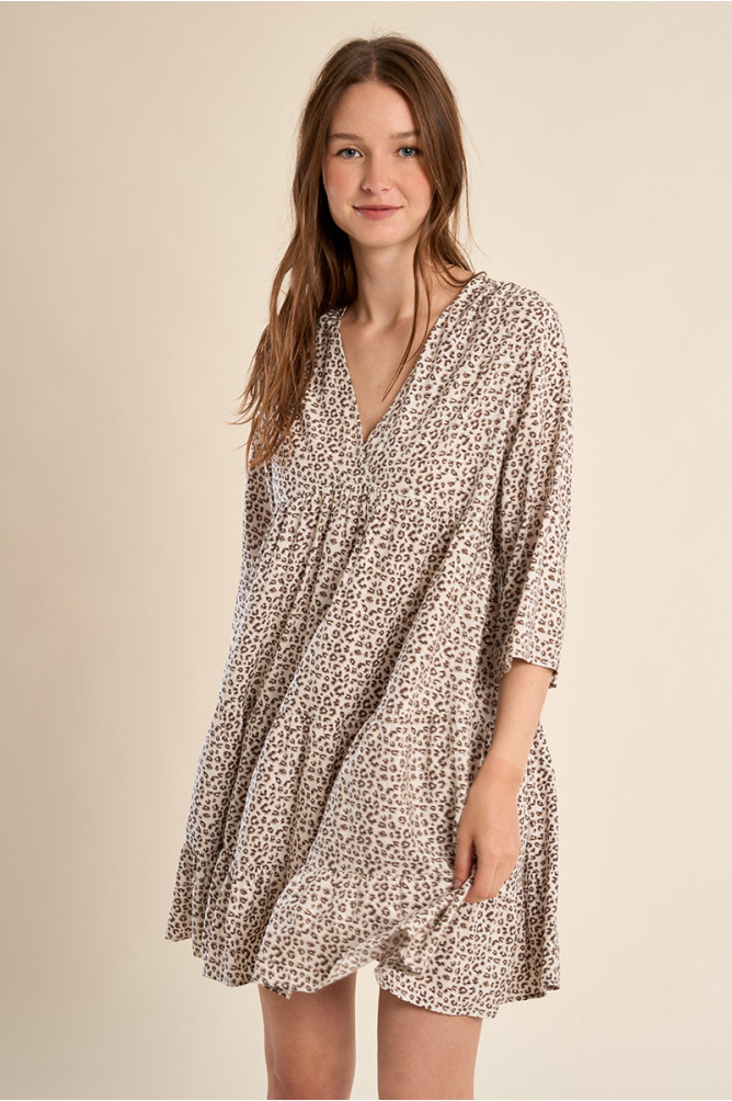 Robe courte imprimée léopard