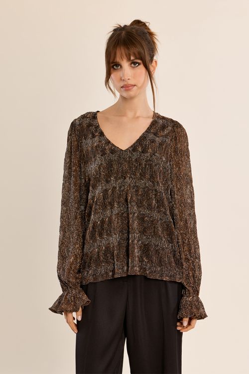 Blouse manches longues en semi-transparence