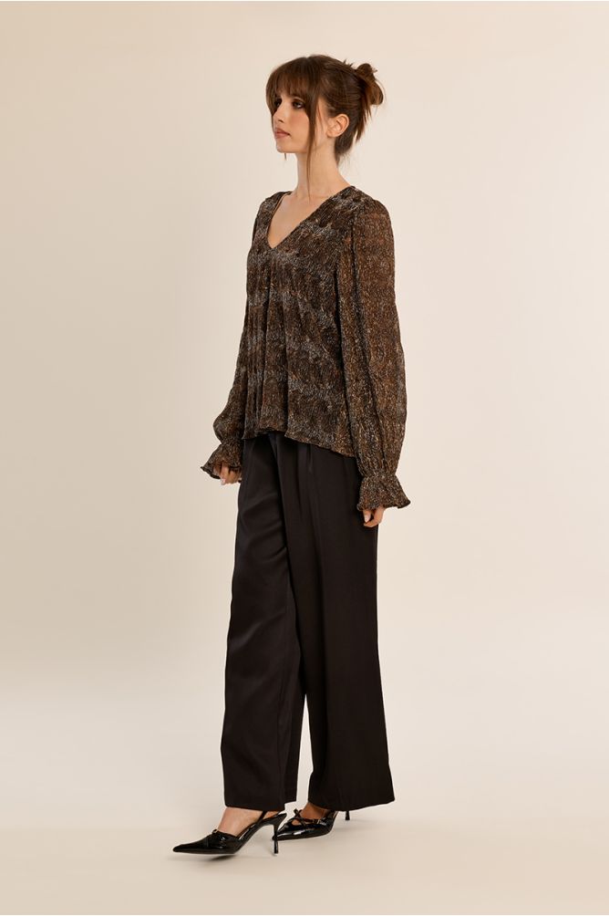 Blouse manches longues en semi-transparence