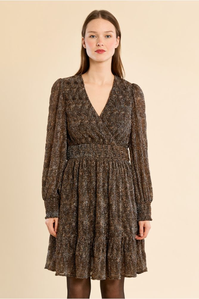 Robe courte, manches en semi-transparence
