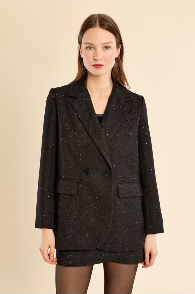 Straight blazer, studded with rhinestones
