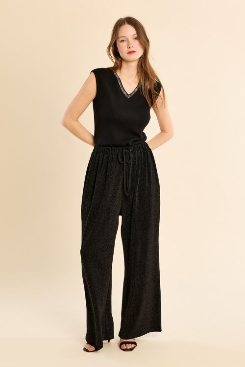 Pantalon évasé, à paillettes