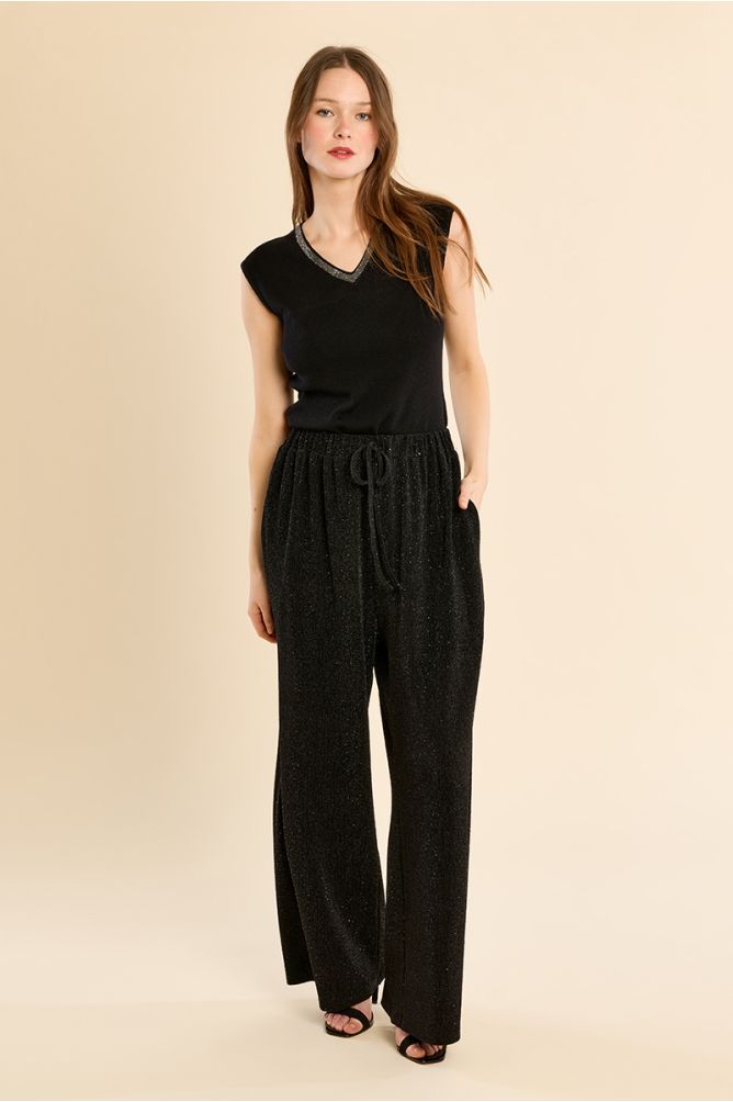 Flared pants, with sequins