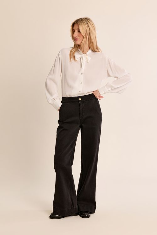 Denim taille haute, droit