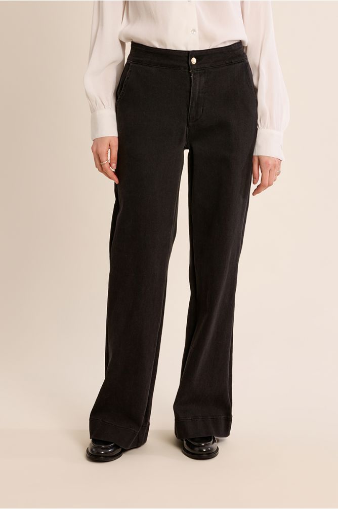Denim taille haute, droit