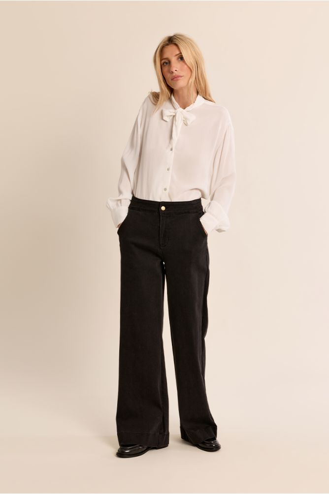 Denim taille haute, droit