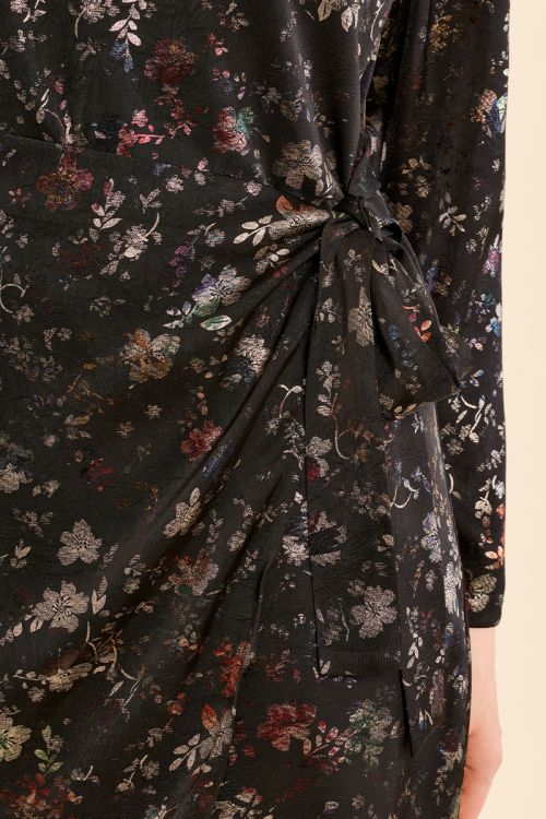 Vestido de manga larga con estampado y lazada