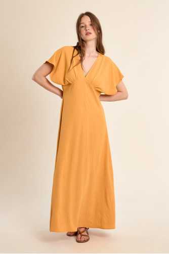 Robe longue, col V