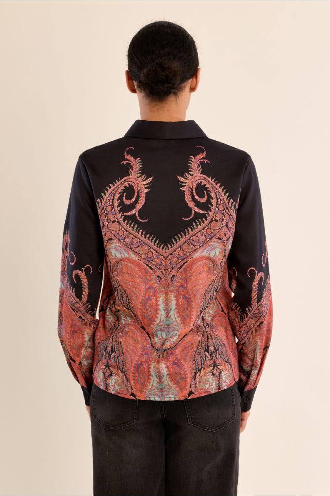 Printed blouse, two-tone