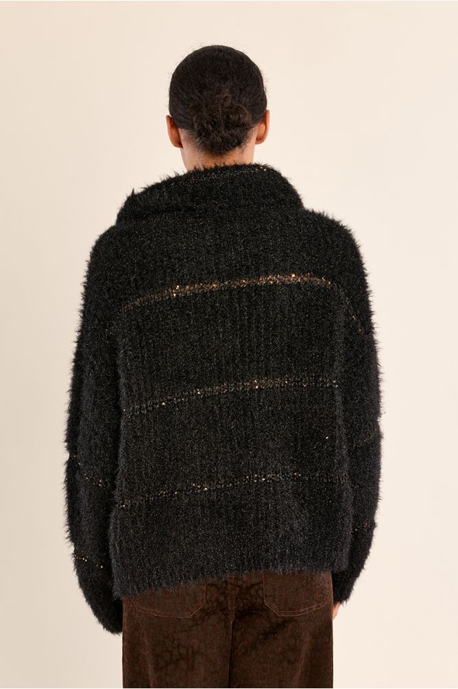 Pull rayé en maille, insert sequins