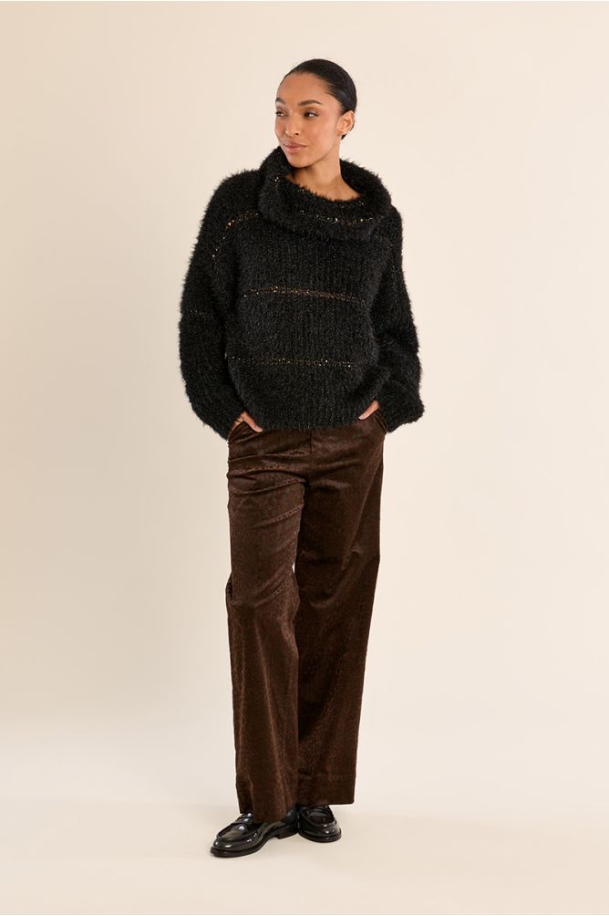 Striped knitted sweater, sequin insert