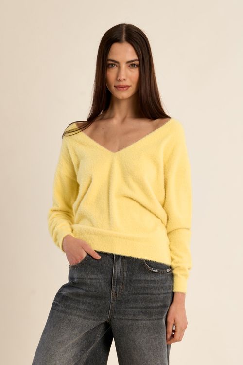 Pull duveteux, col V