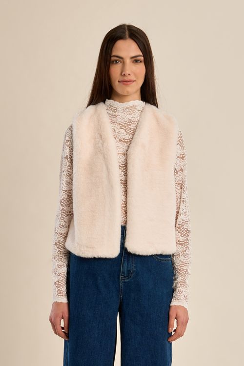 Veste sans manches en fausse fourrure