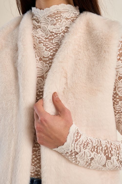Veste sans manches en fausse fourrure