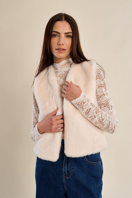 Veste sans manches en fausse fourrure
