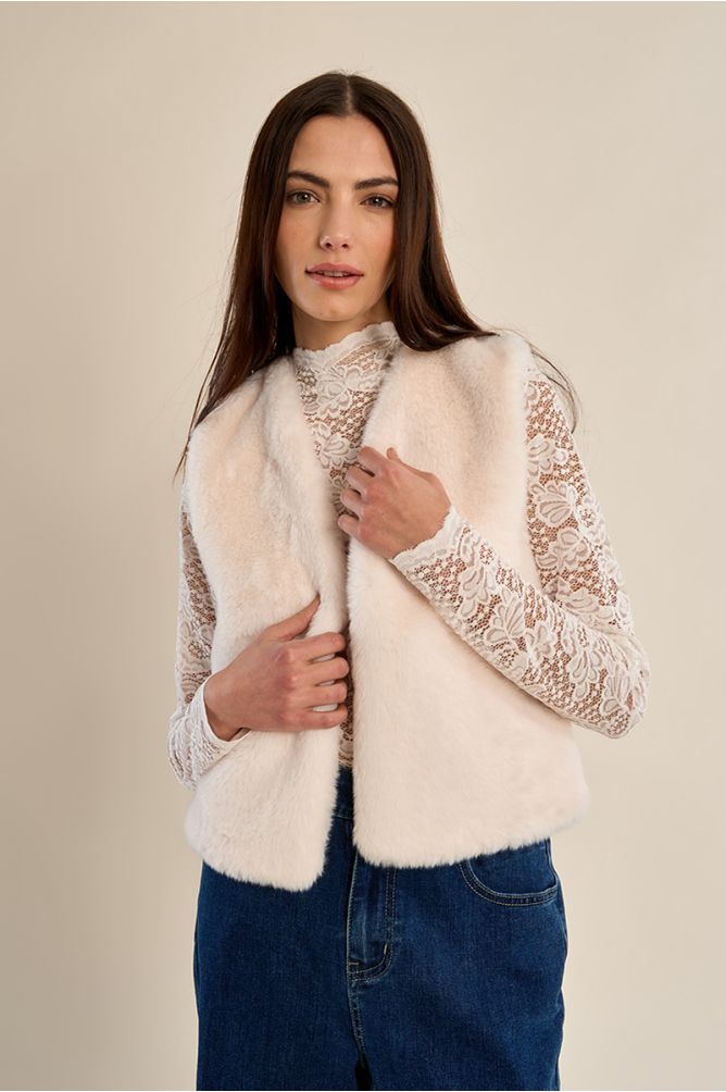 Veste sans manches en fausse fourrure