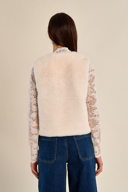 Veste sans manches en fausse fourrure