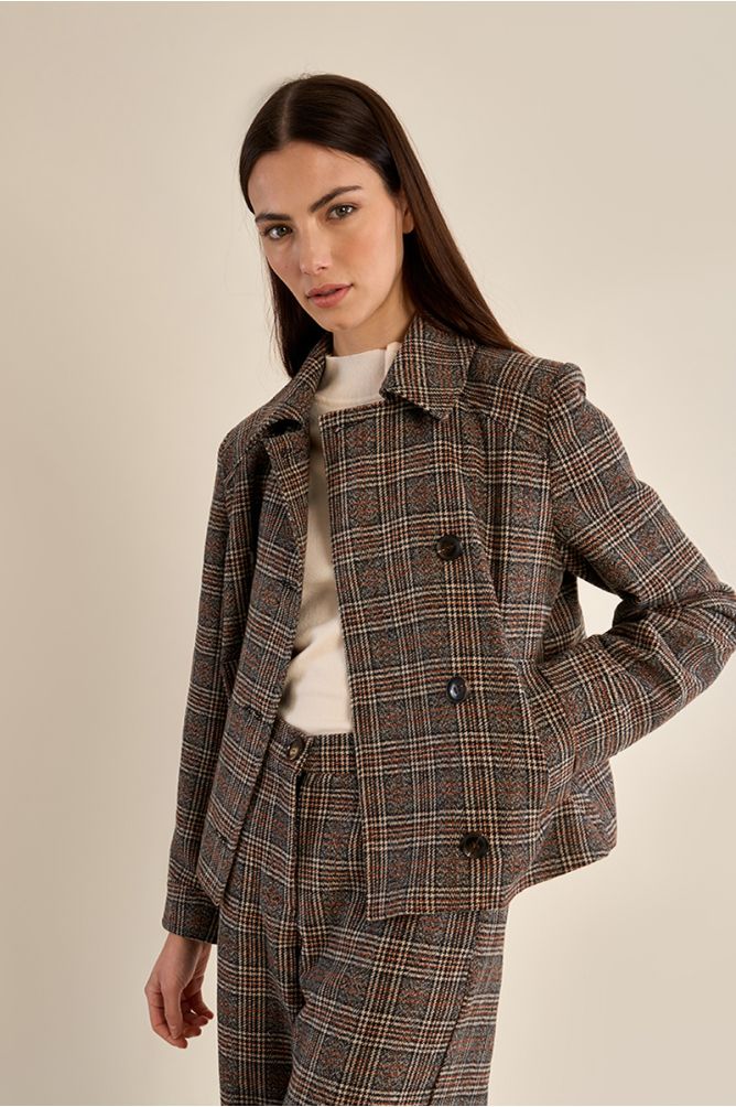 Chaqueta de doble botonadura con estampado