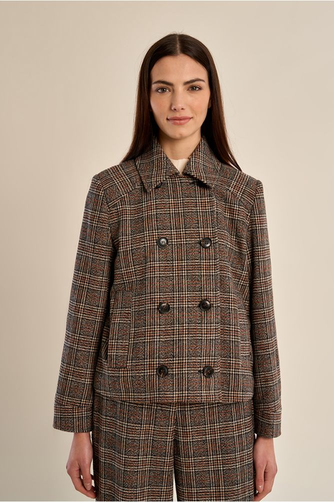 Chaqueta de doble botonadura con estampado