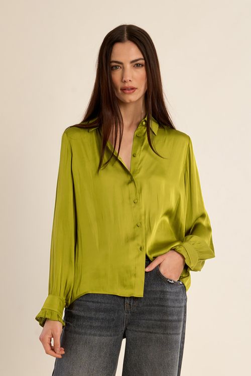 Chemise satinée crop