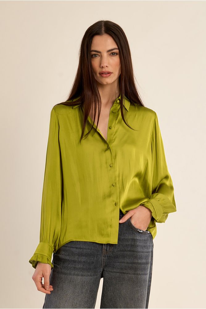 Chemise satinée crop