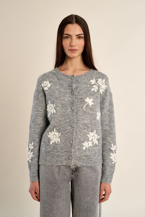 Cardigan en maille à fleurs