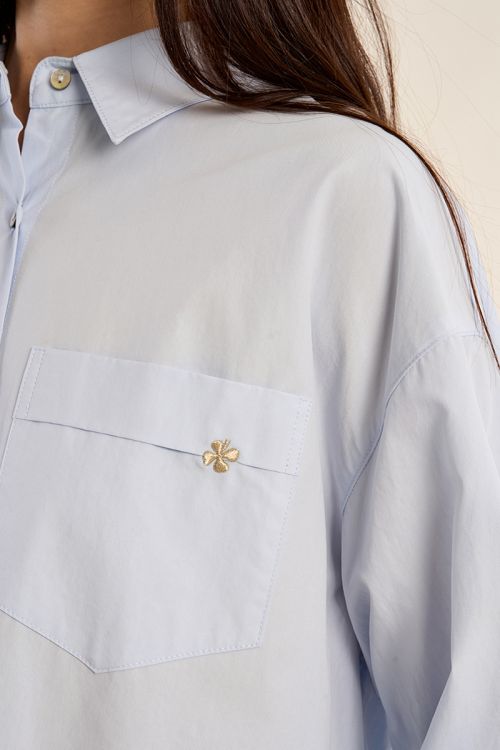 Camisa de manga larga bolsillo frontal