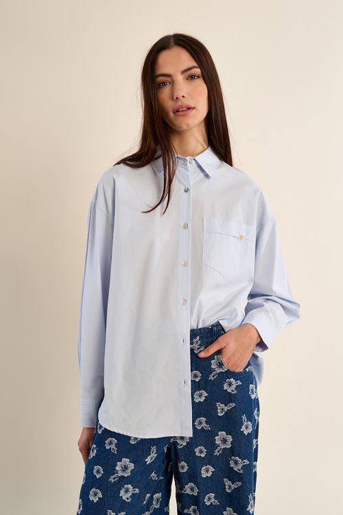 Camisa de manga larga bolsillo frontal