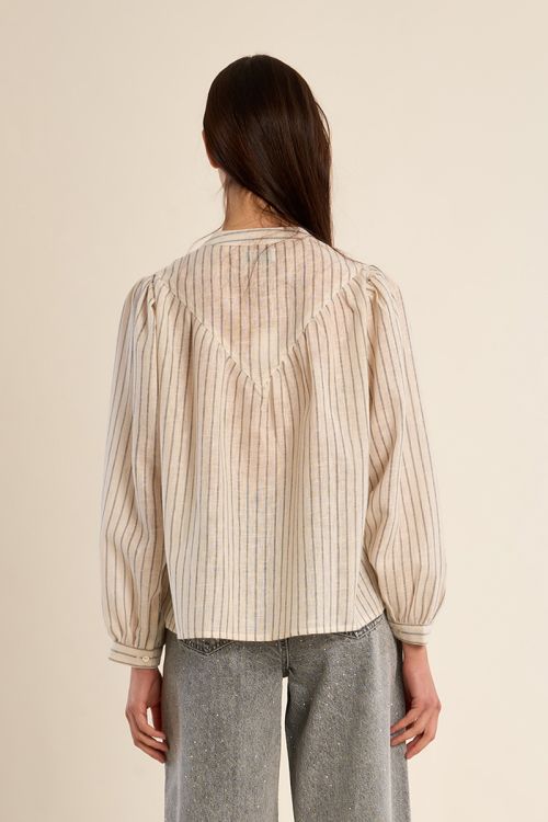 Blouse à rayures col Mao
