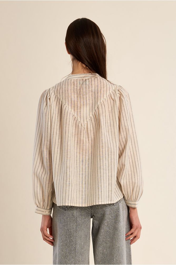 Blouse à rayures col Mao