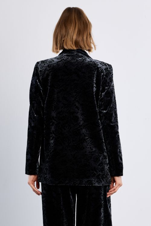 Blazer en velours, à fleurs