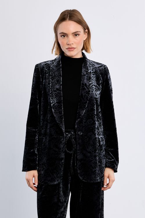 Blazer aterciopelado con estampado
