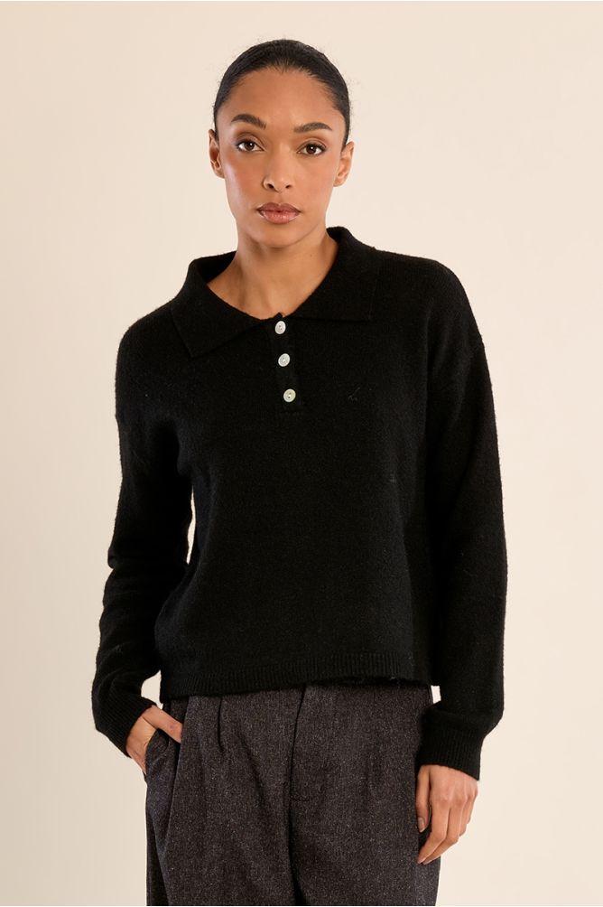 Knitted sweater, blouse collar