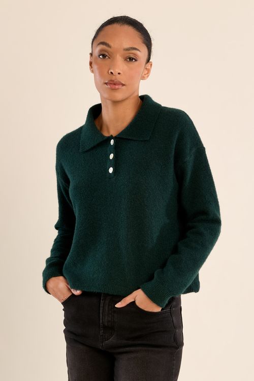 Jersey de manga larga y cuello solapa