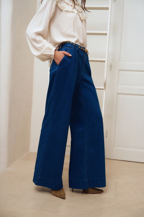Denim large, ceinture amovible