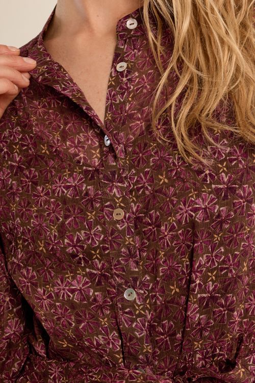 Vestido largo camisero con estampado