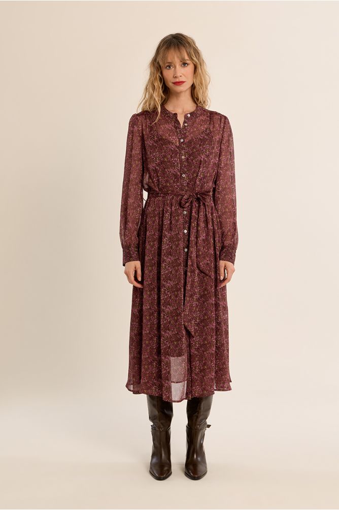 Vestido largo camisero con estampado