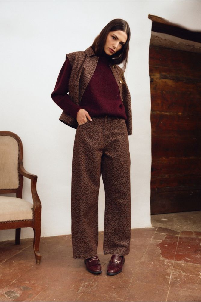Barrel trousers, leopard print
