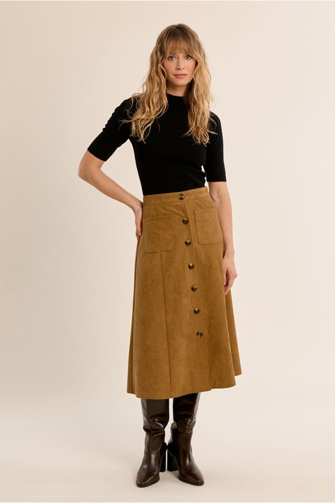 Suede midi skirt