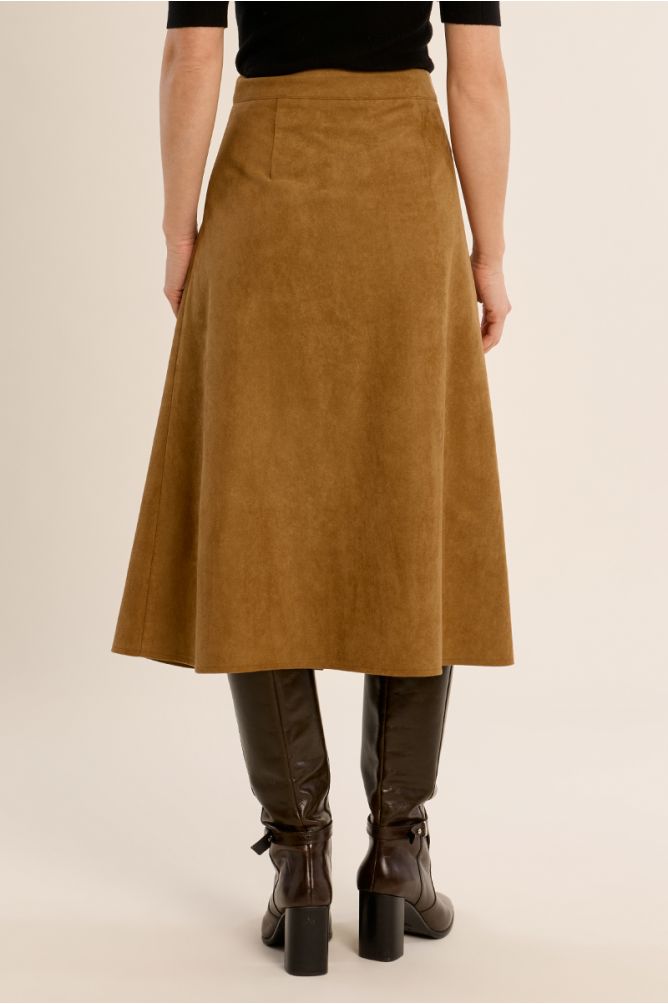 Suede midi skirt