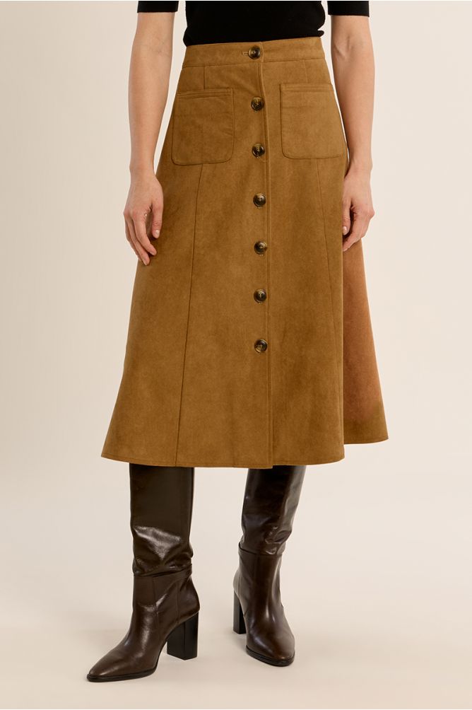 Suede midi skirt