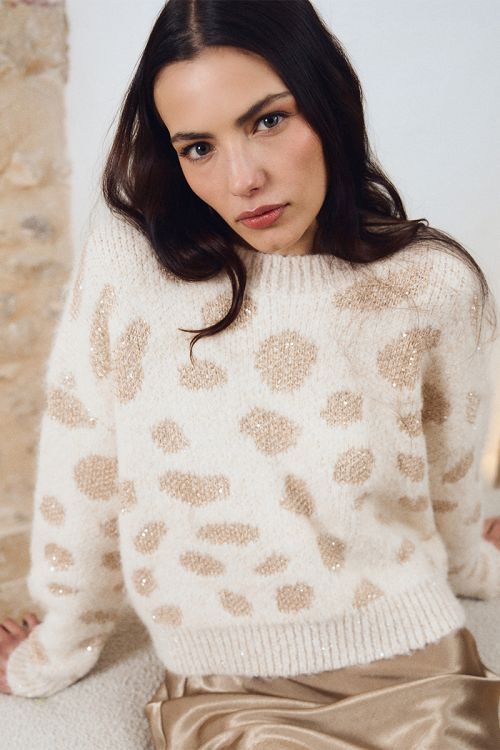 Pull léopard en maille irisée