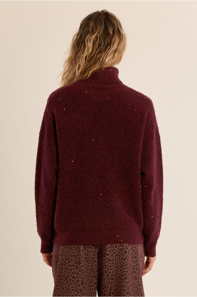 Pull côtelé, col roulé