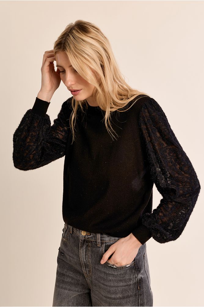 Pull en maille, manches fantaisie