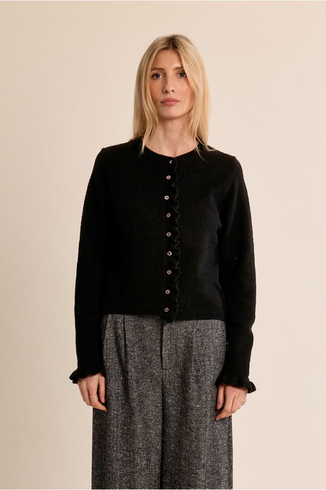Ruched knit cardigan