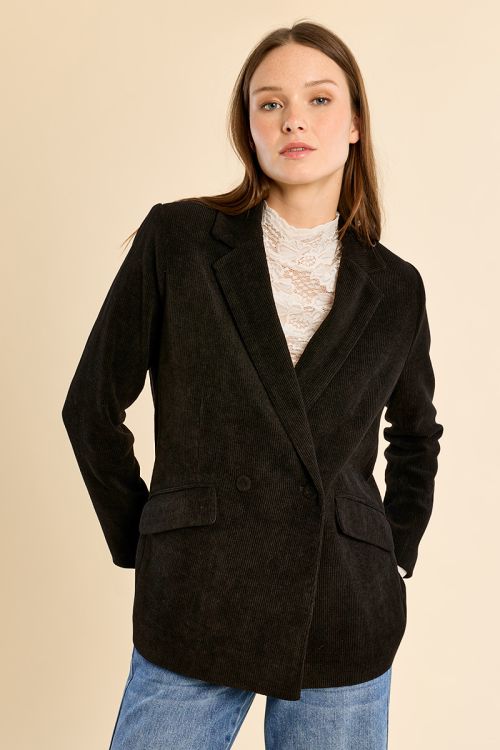 Blazer aterciopelado con cuello y solapa