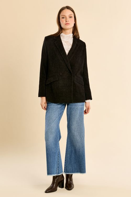 Blazer aterciopelado con cuello y solapa