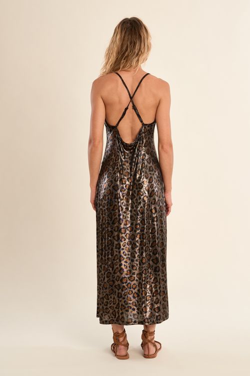 Vestido midi, de tirantes, con estampado.