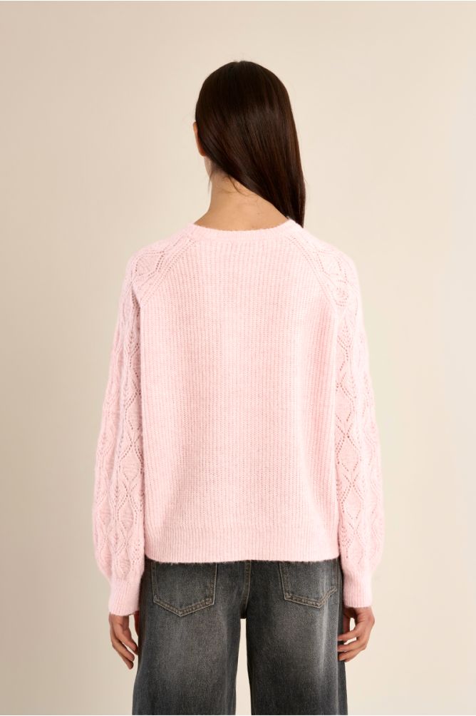Pull en maille manches ajourées